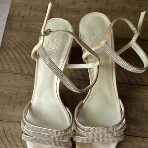 David's Bridal Beige Rhinestone Heels